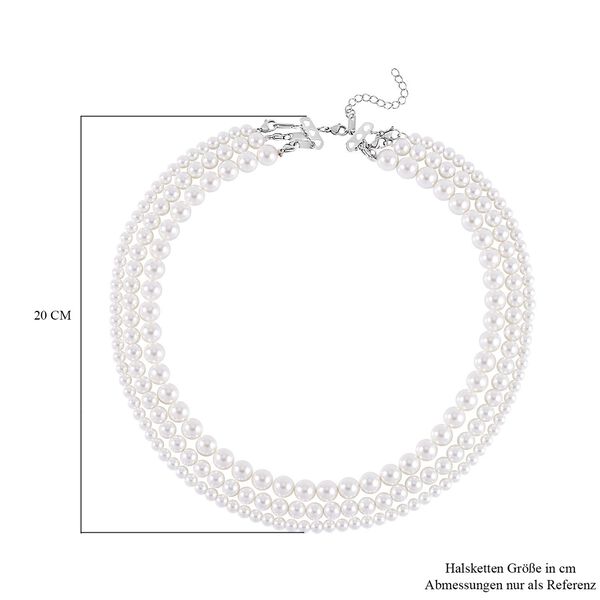 Dreischichtige wei&szlig;e Muschelkernperlen-Halskette image number 5
