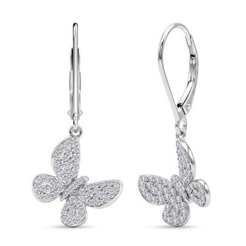 D'Joy Wei&szlig;er Diamant Ohrringe 925 Silber Rhodiniert ca. 0.50 ct