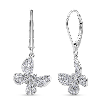 D'Joy Wei&szlig;er Diamant Ohrringe 925 Silber Rhodiniert ca. 0.50 ct
