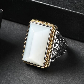 Sajen Silber-Grauer Mondstein Ring 925 Silber rhodiniert (Gr&ouml;&szlig;e 17.00) ca. 26.80 ct