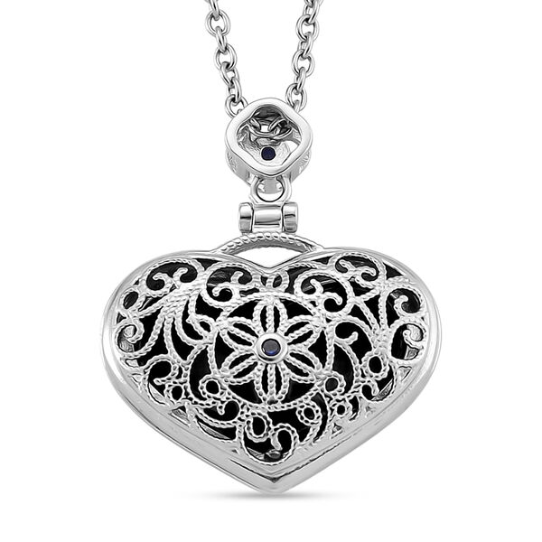 Majestätischer Wächter - Schwarzer Jadeit (Herz), Zirkonia Anhänger mit Kette ca. 50 cm 316L Edelstahl, Legierung image number 4