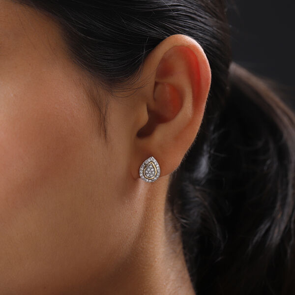 Diamant Halo Ohrstecker in Silber image number 3