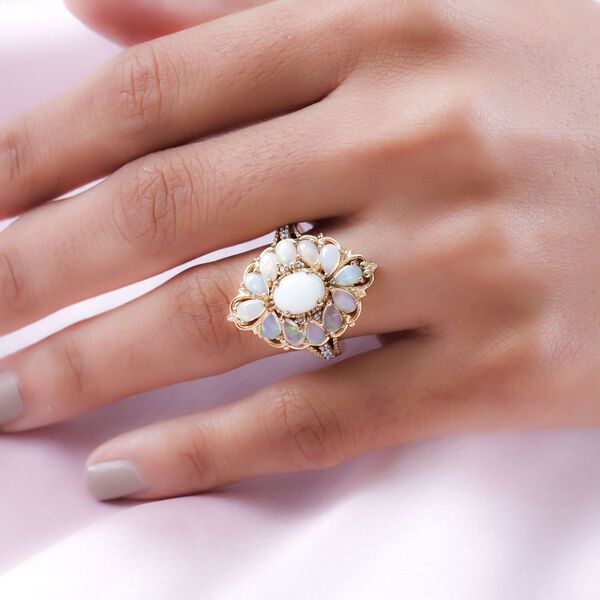 Nat&uuml;rlicher, &auml;thiopischer Welo Opal-Ring, 925 Silber vergoldet (Gr&ouml;&szlig;e 17.00) ca. 2,61 ct image number 3