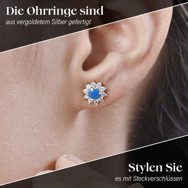 Sterchen Miami blaue Welo Opal und Zirkon-Ohrstecker image number 3