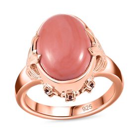 AAA Oregon Pfirsich Opal und Mosambik Granat Ring - 4,07 ct.