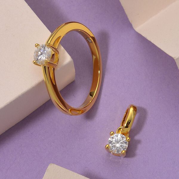 D'Joy GRA zertifiziertes Moissanit Schmuckset, 925 Silber vergoldet - 2 ct. image number 2