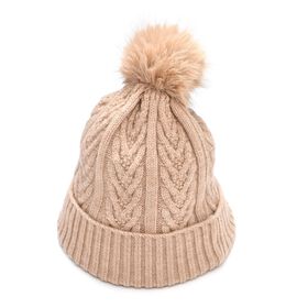 2-tlg. Set Schal und M&uuml;tze, beige