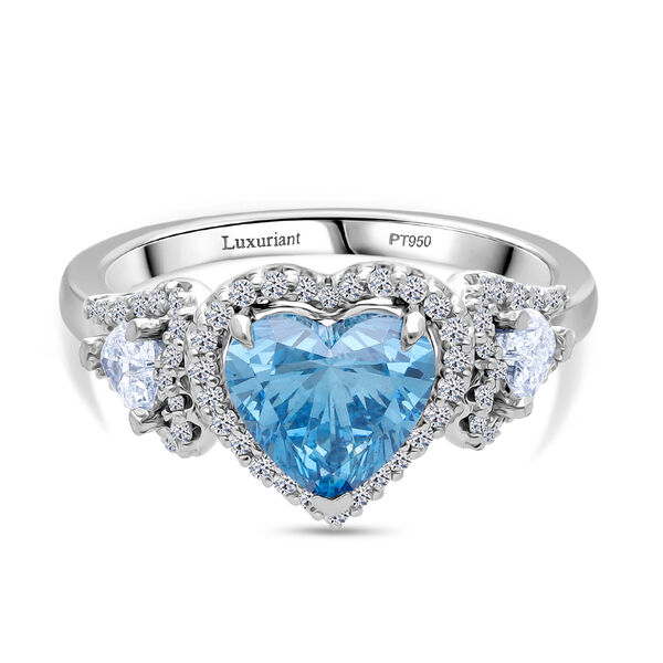 LUXURIANT IGI zertifizierter VS-EF Labor blauer und wei&szlig;er Diamant Ring in 950 Platin - 3 ct. image number 0