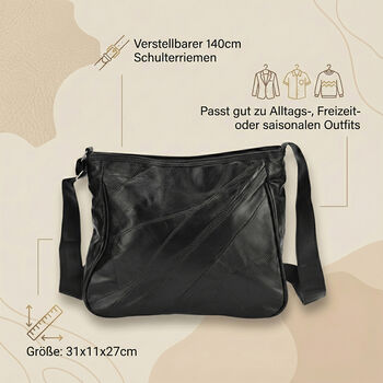 Umh&auml;ngetasche aus Leder, Patchwork-Design, 31&times;11&times;27cm, Burgund