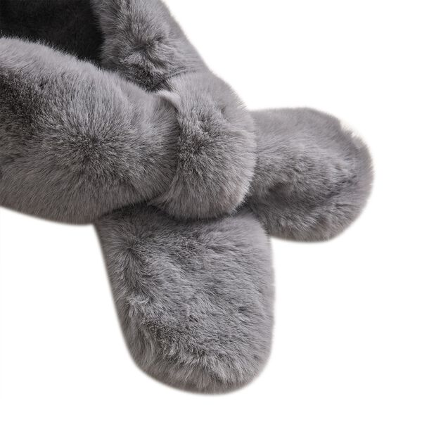 Flauschiger Kunst-Nerzpelz-Schlaufenschal, 89x11cm, Grau image number 3