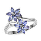 Tansanit Blumen-Ring, 925 Silber platiniert  ca. 1,05 ct image number 3