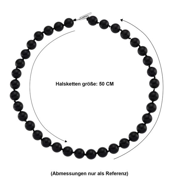 Schwarzer Glasachat Halskette ca. 50 cm 316L Edelstahl ca. 380,00 ct. image number 6