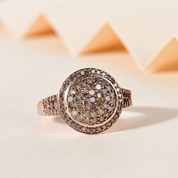 Natürlicher Champagner Diamant Ring 925 Silber Roségold Vermeil (Größe 20.00) ca. 0.75 ct image number 1