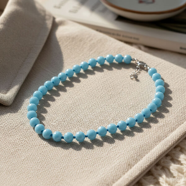 Sleeping Beauty Farbe Muschelkernperle (8-10 mm) Halskette ca. 45 cm + 5 cm Extender, 316L Edelstahl image number 1