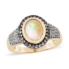 Natürlicher, äthiopischer Opal und Champagner Zirkon-Ring, 925 Silber Gelbgold Vermeil (Größe 16.00) ca. 1,76 ct image number 3