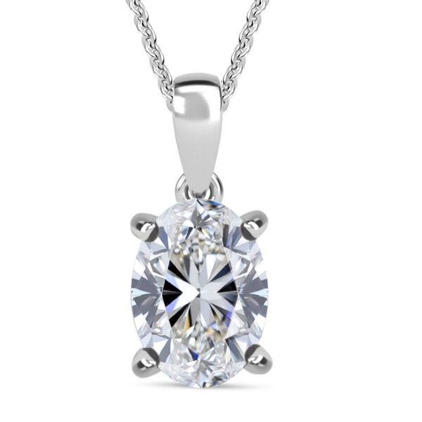 LUXURIANT SGL zertifizierter SI-GH Labor Oval-Diamant Anhänger mit 50cm Kette, 925 Silber rhodiniert - 1 ct. image number 0