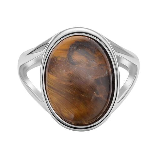 Gelber Tigerauge-Ring, reiner Edelstahl  ca. 10,00 ct image number 0