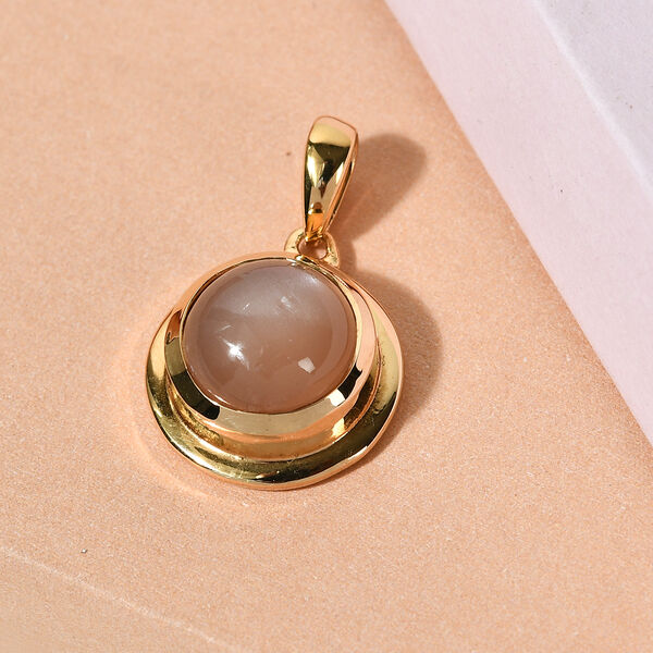 Pfirsich Mondstein Chakra Anhänger 925 Silber vergoldet ca. 4,18 ct image number 2