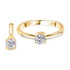 D'Joy GRA zertifiziert Moissanit Schmuckset 925 Silber vergoldet (Größe 21) ca. 2.00 ct