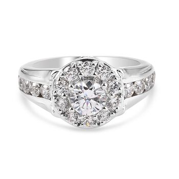 LUSTRO STELLA Hergestellt mit ZIRKONIA Ring 925 Silber Platin-&Uuml;berzug (Gr&ouml;&szlig;e 16.00) ca. 2,96 ct