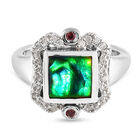 Ammolit und Rhodolith Granat Ring 925 Silber platiniert (Größe 16.00) ca. 1,90 ct