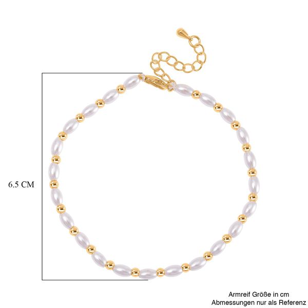 Wei&szlig;e Muschelkernperle Armband ca. 18cm + 5cm Extender, Standard gelb vergoldet image number 4