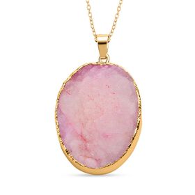 Fuchsia Drusy Quarz Anhänger mit 60cm Kette - 30 ct.