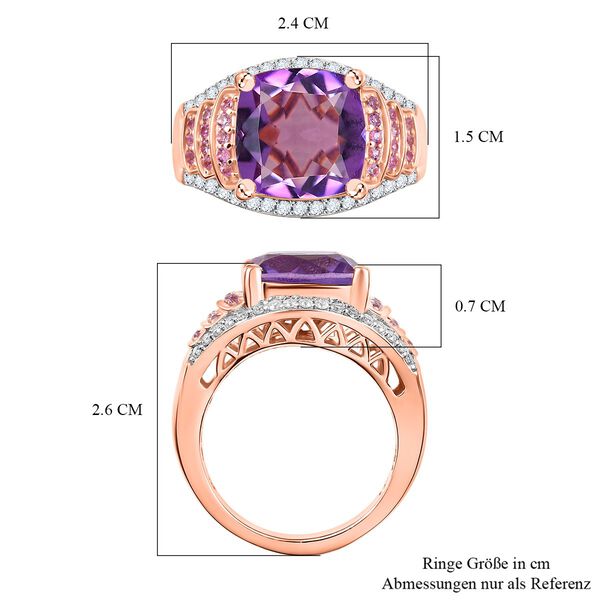 Djoy AA Rose De France Amethyst, Moissanit und rosa Saphir Ring und Anh&auml;nger mit 50cm Kette image number 13