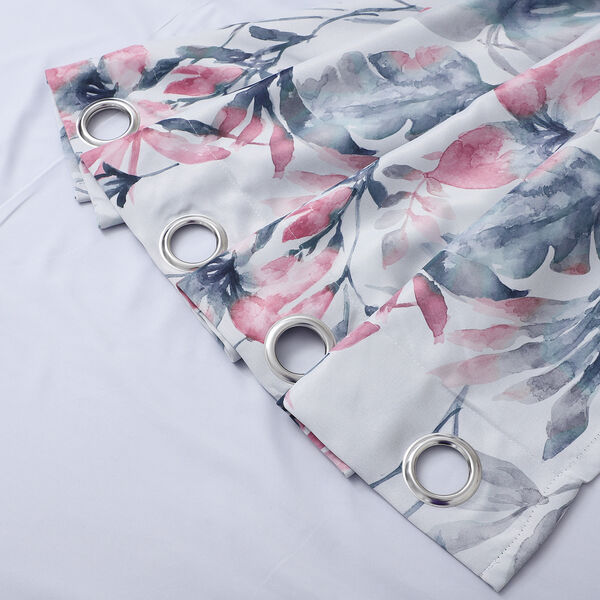 2er-Set - Verdunkelungsvorh&auml;nge mit 8 Metallringen, Blumenmuster, Aquarell image number 3