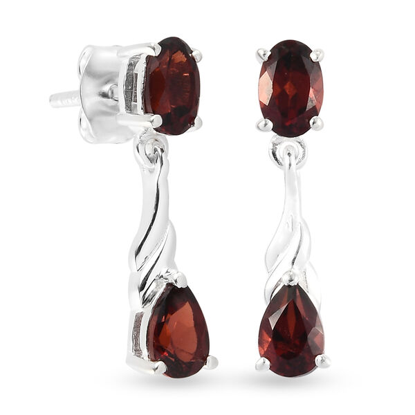 Rote Granat-Ohrh&auml;nger in Silber, 2,23 ct. image number 4
