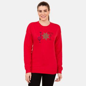 100% Baumwoll-Flanell Strick Sweatshirt mit Applikation, Rot Gr&ouml;&szlig;e 40