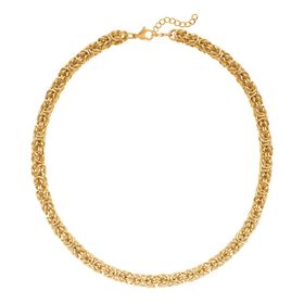 Kettengeflect Byzantin-Halskette, Reiner Edelstahl, ca. 50 cm, ca. 99,50g, goldfarben