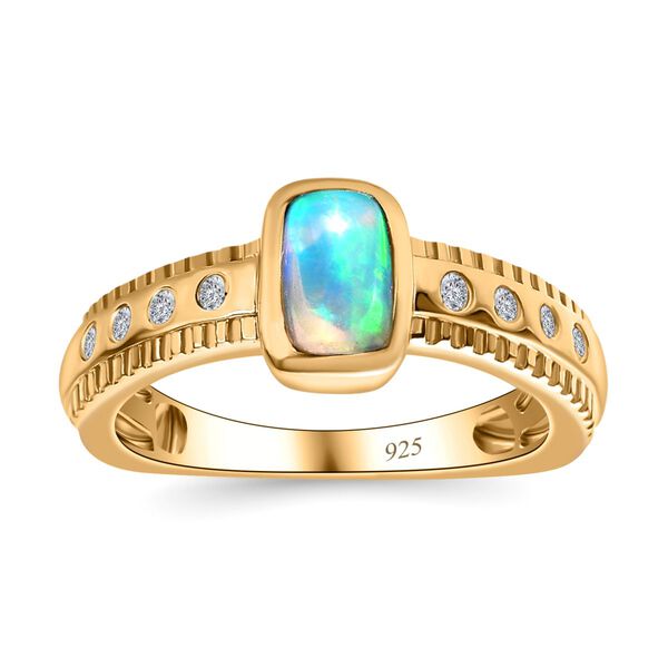 AA natürlicher, äthiopischer Welo Opal und Zirkon-Ring - 0,53 ct. image number 5