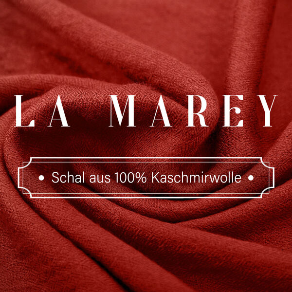 LA MAREY luxuri&ouml;ser und weicher Schal aus 100% Kaschmirwolle, 70x195 cm, Kupferrot image number 1