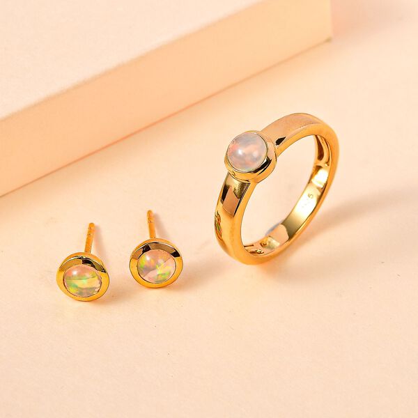 AA &auml;thiopisches Welo Opal-Schmuckset, 925 Silber mit Gelbgold Vermeil - 1,02 ct. image number 2