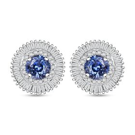 Zertifiziert und geprüft AAA blaue ceylonfarbene Saphir und Diamant Ohrringe in 585 Weißgold - 2,48 ct.