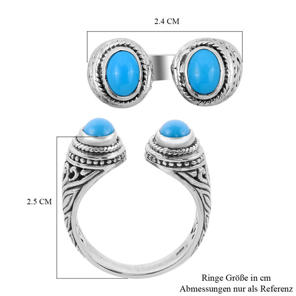 Royal Bali Kollektion - Natürlicher Sleeping Beauty Türkis Ring 925 Silber image number 6