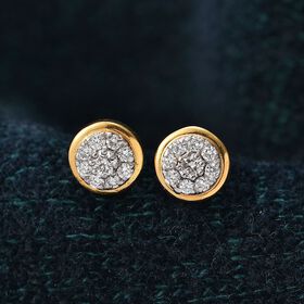 LUXURIANT SI-GH Labor Diamant Ohrringe, 925 Silber Gelbgold Vermeil - 0,50 ct.