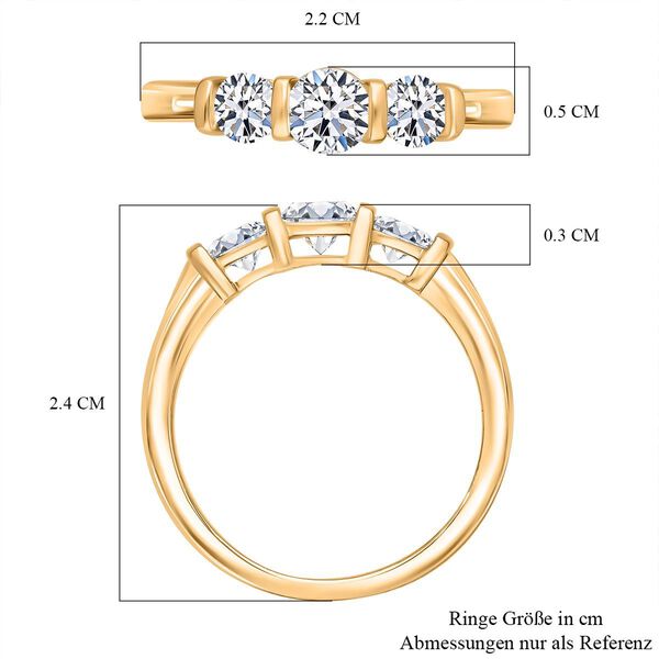 LUXURIANT SGL zertifizierter VS-GH Labor Diamant Ring, 925 Silber Gelbgold Vermeil - 1 ct. image number 5