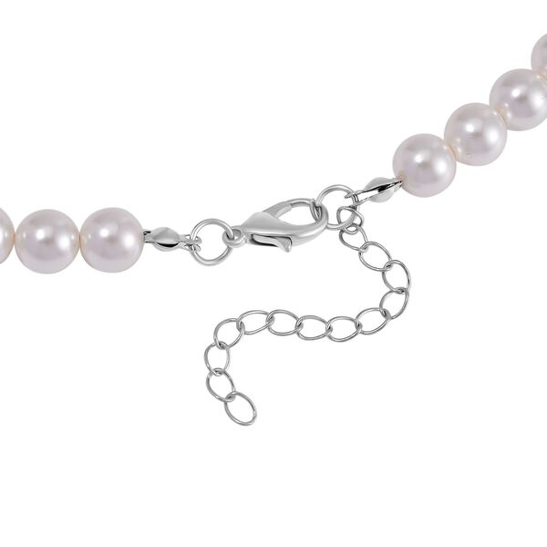 Weiße Muschelkernperle Halskette ca. 50 cm Legierung Schwarz oxidiert image number 4