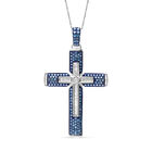 Blauer und weißer Diamant Kreuz Anhänger mit 45cm Kette - 1 ct. image number 0