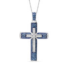 Weißer Diamant Kreuz Anhänger mit Kette, 925 Silber platiniert ca. 1.00 ct