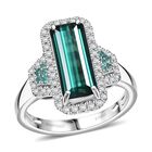 Rhapsody AAAA Indicolite, Paraiba Turmalin Ring 950 Platin (Größe 18.00) ca. 4,05 ct