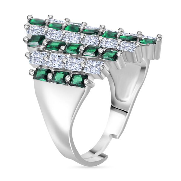 Grüner und weißer Zirkonia flexibler Ring image number 3