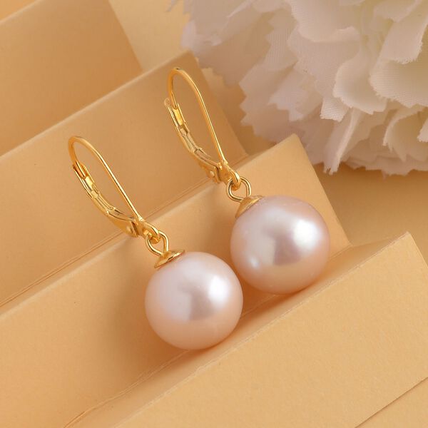 Wei&szlig;e Edison Perlen-Ohrringe, 925 Silber vergoldet image number 2