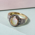 Natürlicher, äthiopischer Opal und Champagner Zirkon-Ring, 925 Silber Gelbgold Vermeil (Größe 16.00) ca. 1,76 ct image number 1