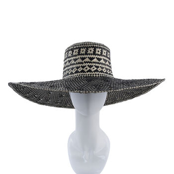 Handgemacht in Bali: Gewebter Pandan Strohhut - Schwarz