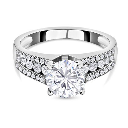 Lustro Stella - Weißer Zirkonia Ring, 925 Silber platiniert, ca. 4.42 ct