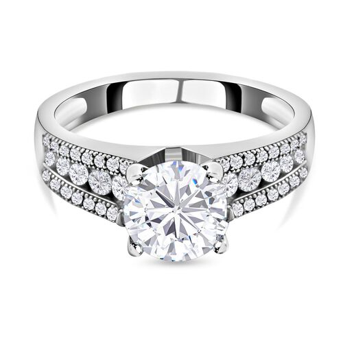 Lustro Stella - Weißer Zirkonia Ring, 925 Silber platiniert, ca. 4.42 ct image number 0