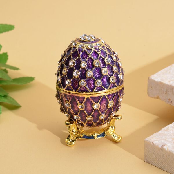 Tablettend&ouml;schen mit wei&szlig;en Kristallen, emailliert, 4x6,5 cm, Dunkelrot image number 2